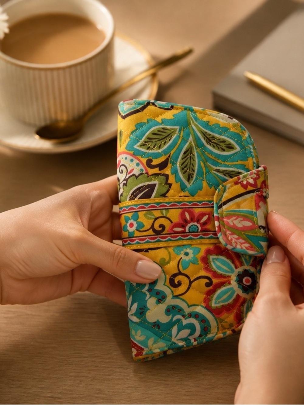 Vera Bradley Quilted Floral Wallet with Kiss-Lock Coin Purse